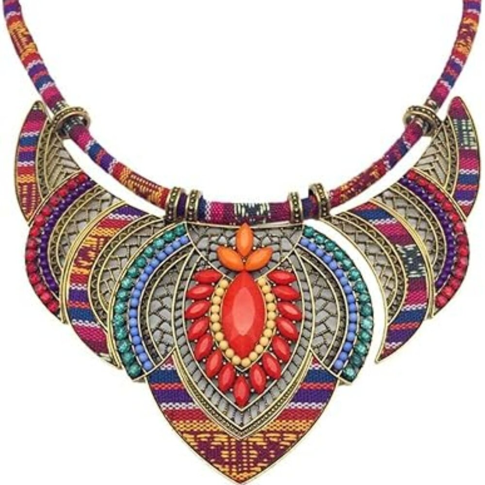 Chunky‎ Colorful Collar Beaded Bib Choker Costume Necklace